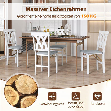2-Piece Folding Dining Chairs, Padded Seat, White