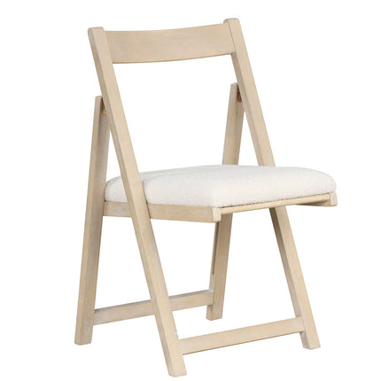 2-Piece Folding Wood Chairs with Cushions, Armless, Natural
