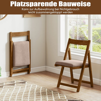 2-Piece Folding Wood Dining Chairs, Cushioned, Walnut