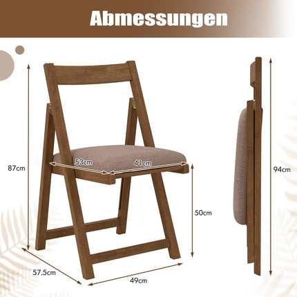2-Piece Folding Wood Dining Chairs, Cushioned, Walnut
