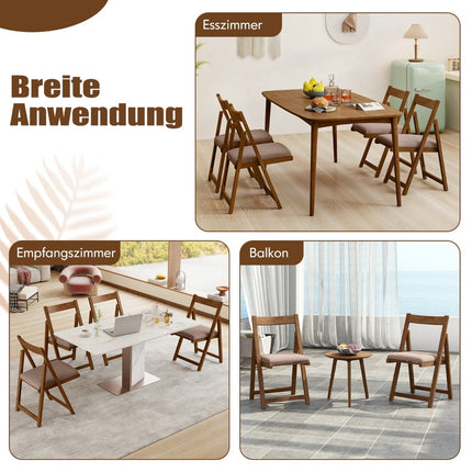 2-Piece Folding Wood Dining Chairs, Cushioned, Walnut