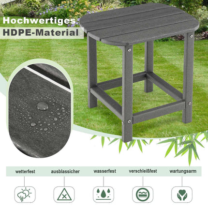 Sada 2 venkovních odkládacích stolků z HDPE, šedá, odolná povětrnostním vlivům