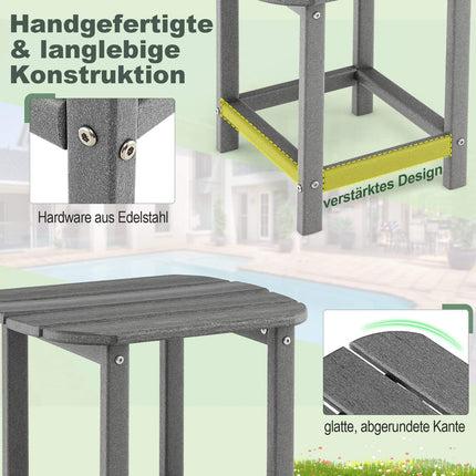 Sada 2 venkovních odkládacích stolků z HDPE, šedá, odolná povětrnostním vlivům