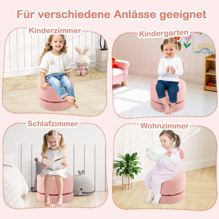 2er-Set drehbare Kinderstühle, Rosa, Schleifenrückenlehne, Schaumstoffsitz