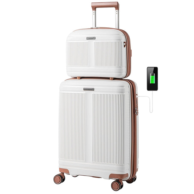 2-Piece Luggage Set with 20"" Carry-On & 14"" Cosmetic Case
