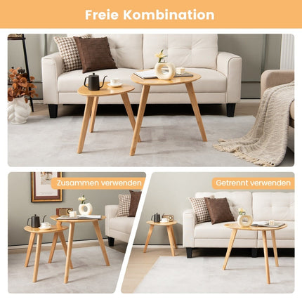 2-Piece Nesting Coffee Table Set, Triangular Wood Design