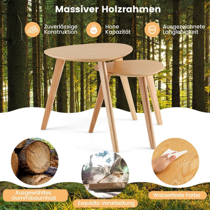 2-Piece Nesting Coffee Table Set, Triangular Wood Design