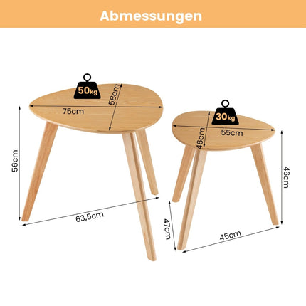 2-Piece Nesting Coffee Table Set, Triangular Wood Design