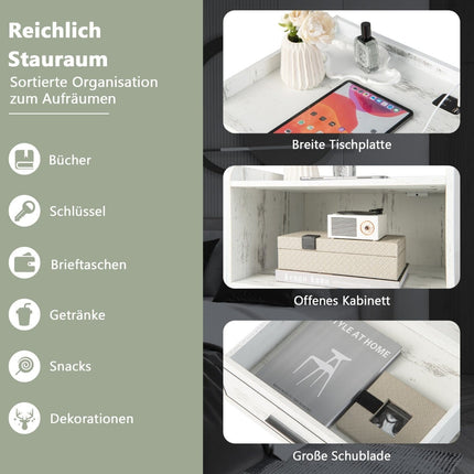 2-Piece Nightstand Set with LED Light & USB Charger