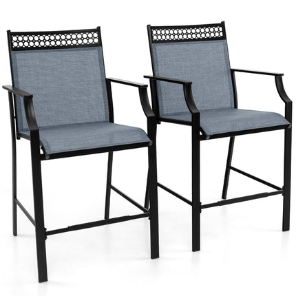 2-Piece Outdoor Bar Stools, Quick-Dry Fabric, Blue