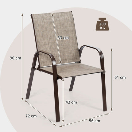 2-Piece Outdoor Bistro Chairs, Curved Arms, Metal Frame