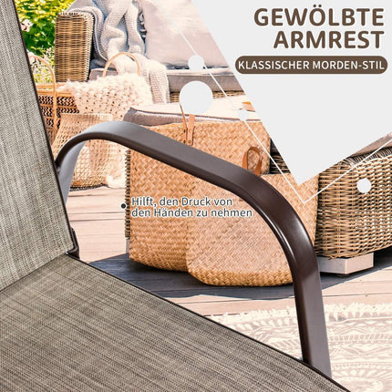 2-Piece Outdoor Bistro Chairs, Curved Arms, Metal Frame