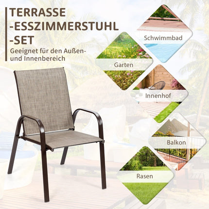 2-Piece Outdoor Bistro Chairs, Curved Arms, Metal Frame