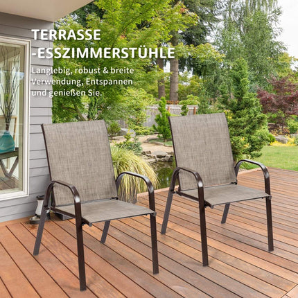 2-Piece Outdoor Bistro Chairs, Curved Arms, Metal Frame