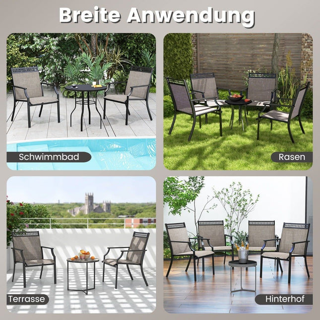 2er-Set Outdoor-Stühle, schnelltrocknender Stoff, Metallrahmen