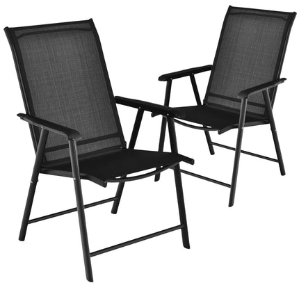 2-teilige Outdoor-Klappstühle, Schwarz, wetterfester Stoff