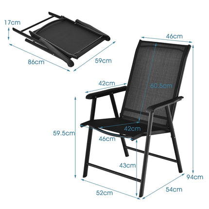 2-teilige Outdoor-Klappstühle, Schwarz, wetterfester Stoff