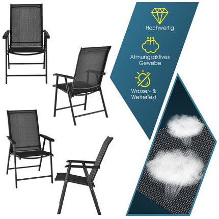 2-teilige Outdoor-Klappstühle, Schwarz, wetterfester Stoff