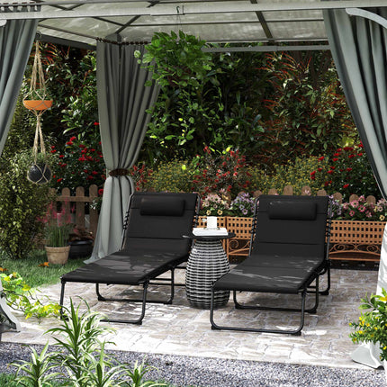 2-teiliges Outdoor Sonnenliegen-Set, verstellbar, Stahlrahmen