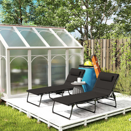 2-teiliges Outdoor Sonnenliegen-Set, verstellbar, Stahlrahmen