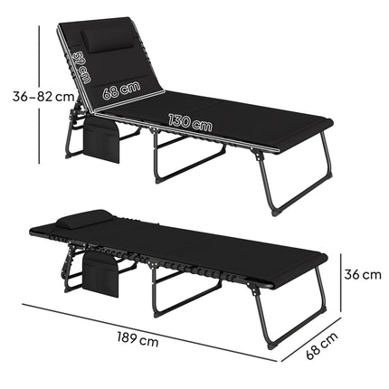 2-teiliges Outdoor Sonnenliegen-Set, verstellbar, Stahlrahmen