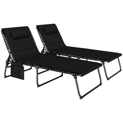 2-teiliges Outdoor Sonnenliegen-Set, verstellbar, Stahlrahmen