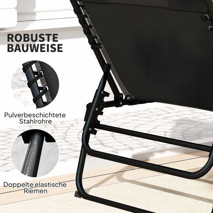 2-teiliges Outdoor Sonnenliegen-Set, verstellbar, Stahlrahmen