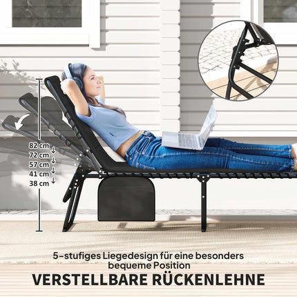 2-teiliges Outdoor Sonnenliegen-Set, verstellbar, Stahlrahmen