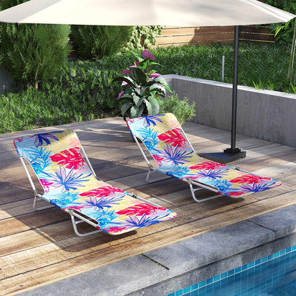 2-Piece Pink Lay Flat Beach Recliner with Carry Strap