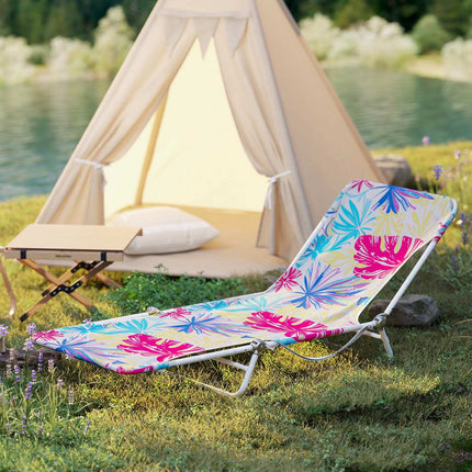 2-Piece Pink Lay Flat Beach Recliner with Carry Strap