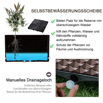 Erhöhtes Gartenbeet mit Rollen – 2-teiliges Kunststoff-Set, braun