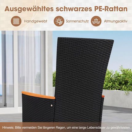 2-teiliges Rattan-Gartenstuhlset mit Kissen, Beige, 180 kg Tragkraft