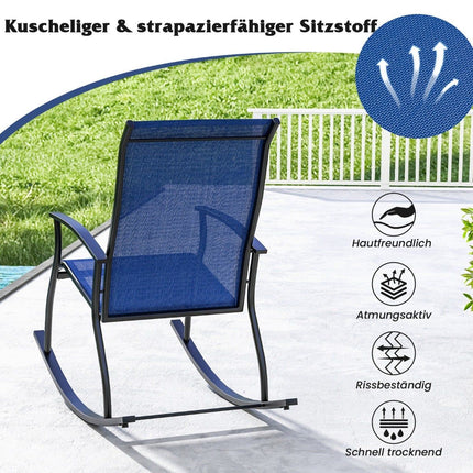 2-teiliges Schaukelstuhl-Set, hohe Rückenlehne, atmungsaktiver Stoff