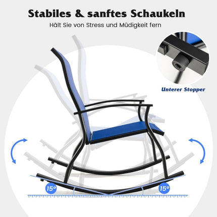 2-teiliges Schaukelstuhl-Set, hohe Rückenlehne, atmungsaktiver Stoff