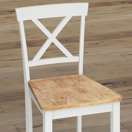 2-Piece Rubberwood Bar Stools, Oak & White, 60 cm Seat