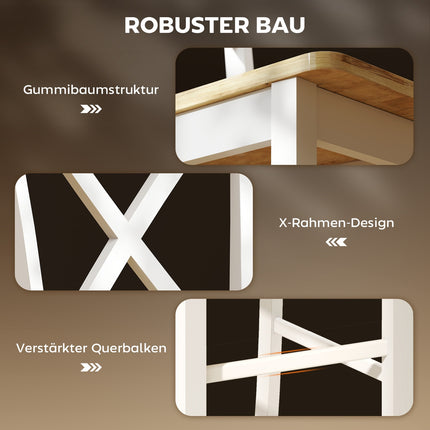 2-Piece Rubberwood Bar Stools, Oak & White, 60 cm Seat