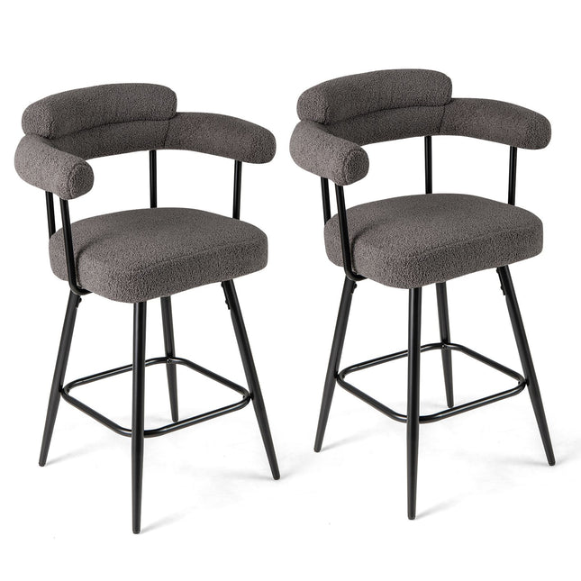 2er-Set drehbare Barhocker, gepolstert, 360° drehbar, Grau