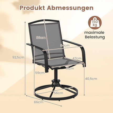 2-teiliges Set drehbare Terrassenstühle, schnelltrocknender Stoff