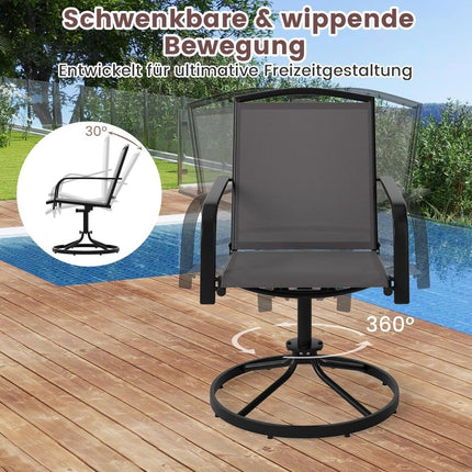 2-teiliges Set drehbare Terrassenstühle, schnelltrocknender Stoff