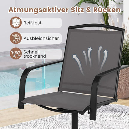 2-teiliges Set drehbare Terrassenstühle, schnelltrocknender Stoff