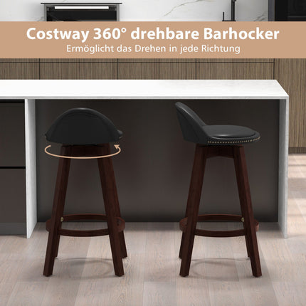 2er-Set drehbarer Barhocker, gepolsterte niedrige Rückenlehne