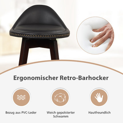2er-Set drehbarer Barhocker, gepolsterte niedrige Rückenlehne
