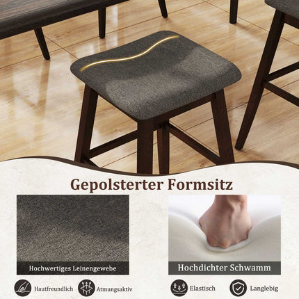 2er-Set drehbarer Barhocker mit Fußstütze, Leinenbezug