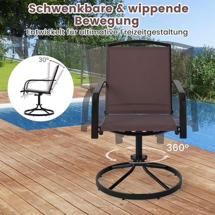 Sada 2 otočných zahradních židlí, rychleschnoucí látka, hnědá