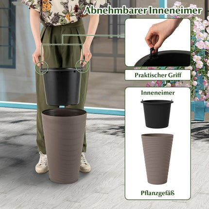 2er-Set wetterfeste Pflanzkübel mit Drainage, 45 cm
