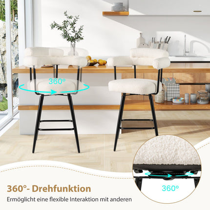 2er-Set weiße drehbare Barhocker, 360° drehbare Sitze