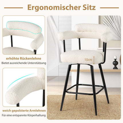2er-Set weiße drehbare Barhocker, 360° drehbare Sitze