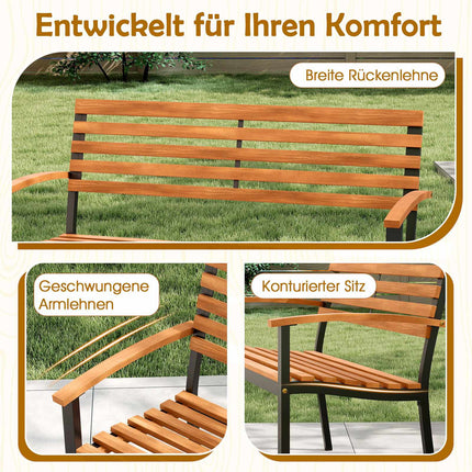 2-Sitzer Gartenbank aus Akazienholz mit Armlehnen