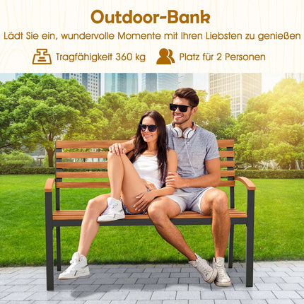 2-Sitzer Gartenbank aus Akazienholz mit Armlehnen
