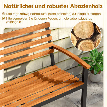 2-Sitzer Gartenbank aus Akazienholz mit Armlehnen
